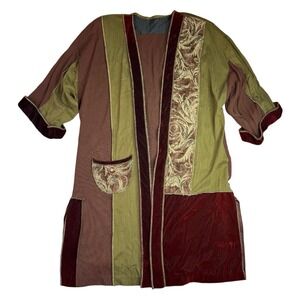 Vtg Spencer Alexis Boho Patchwork Velvet Lagenlook Jacket Kimono Women's Sz 14